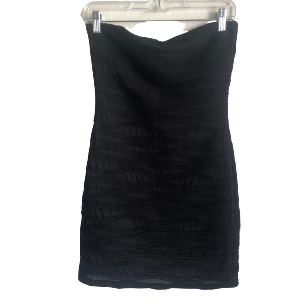 Deb Black Ruched Strapless Bodycon Mini Dress Size Medium